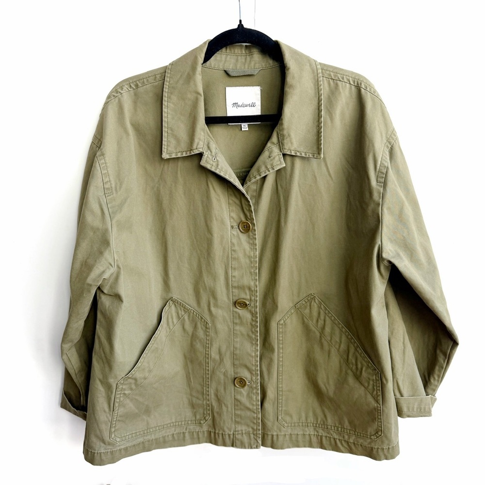 Madewell Olive Green Cropped Utility Jacket Boxy Cotton XL